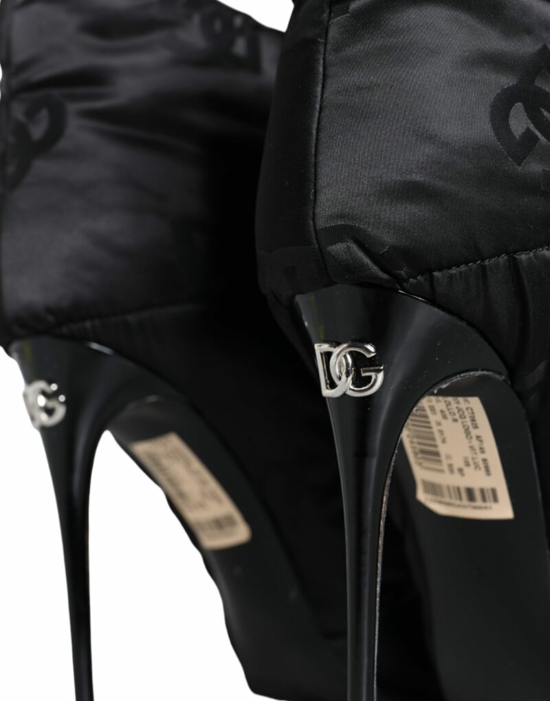 Dolce & Gabbana Black DG Logo Padded Heels Ankle Boots Shoes - Image 8