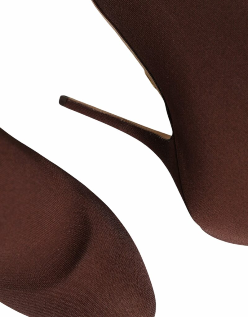 Dolce & Gabbana Brown Stiletto Heels Socks Ankle Boots Shoes - Image 8