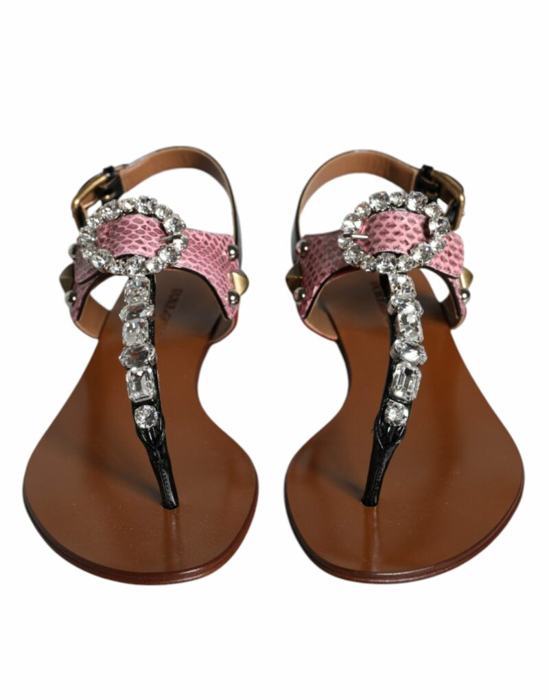 Dolce & Gabbana Multicolor Crystal Sandals Flip Flops Shoes - Image 2