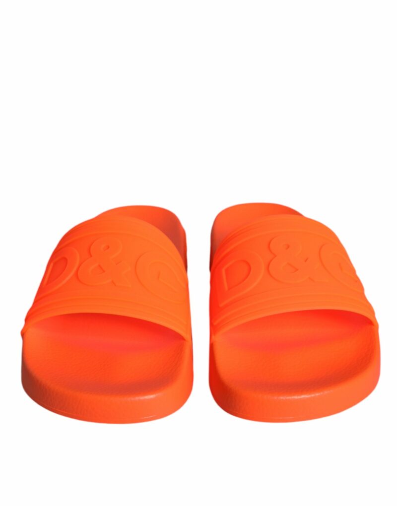 Dolce & Gabbana Orange Rubber Slides Sandals Beachwear Shoes - Image 2