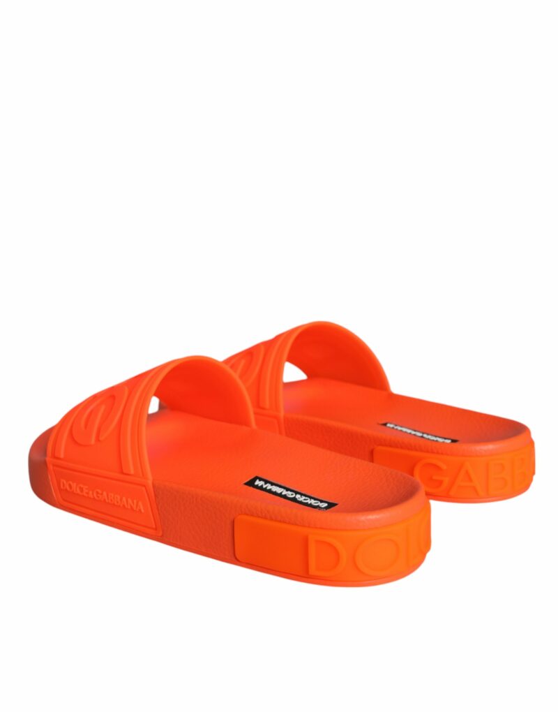 Dolce & Gabbana Orange Rubber Slides Sandals Beachwear Shoes - Image 4