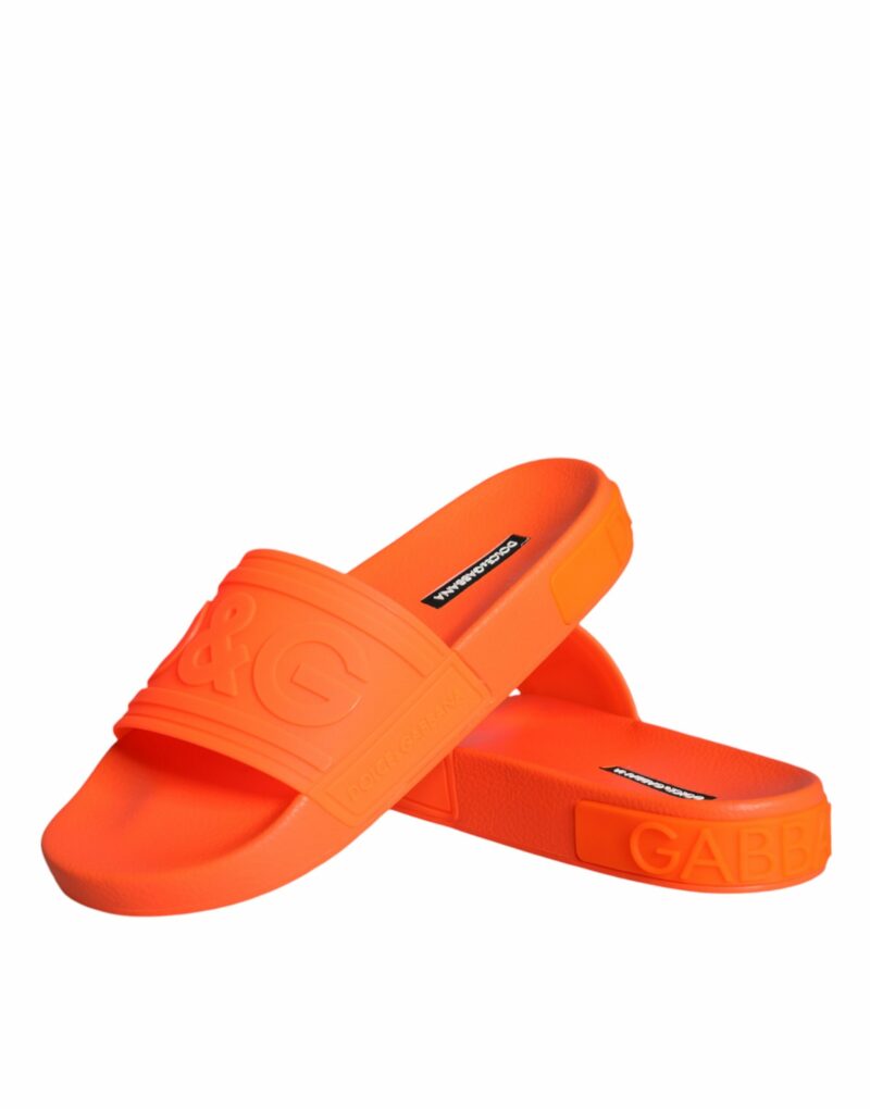 Dolce & Gabbana Orange Rubber Slides Sandals Beachwear Shoes - Image 5
