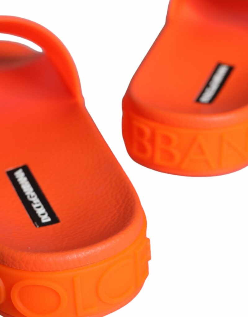 Dolce & Gabbana Orange Rubber Slides Sandals Beachwear Shoes - Image 6