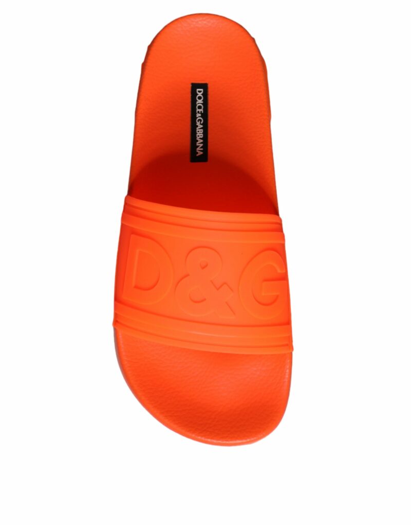 Dolce & Gabbana Orange Rubber Slides Sandals Beachwear Shoes - Image 7