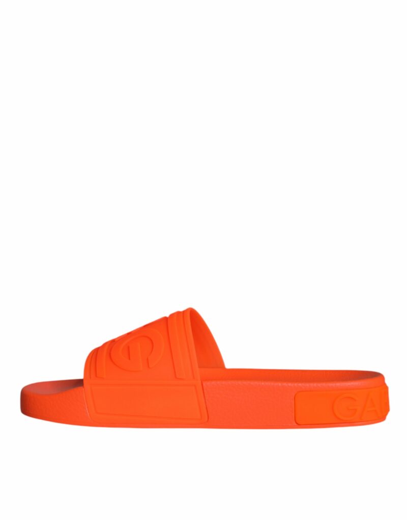 Dolce & Gabbana Orange Rubber Slides Sandals Beachwear Shoes - Image 8