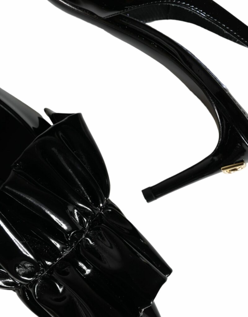 Dolce & Gabbana Black Patent Leather Heels Slingback Shoes - Image 7