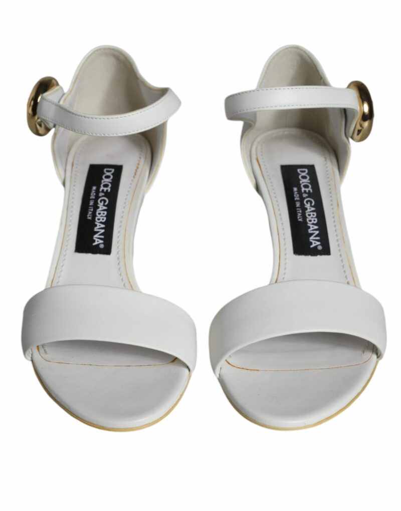 Dolce & Gabbana White Leather Heels Keira Sandals Shoes - Image 2