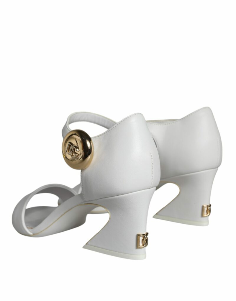 Dolce & Gabbana White Leather Heels Keira Sandals Shoes - Image 4