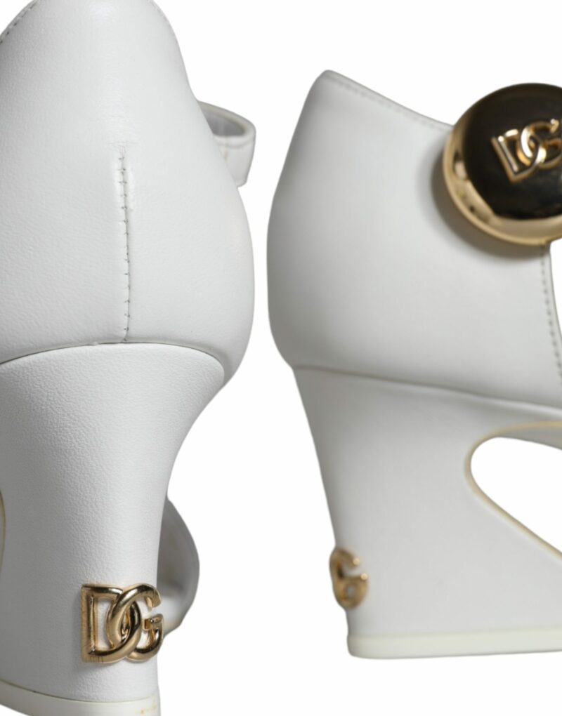 Dolce & Gabbana White Leather Heels Keira Sandals Shoes - Image 6