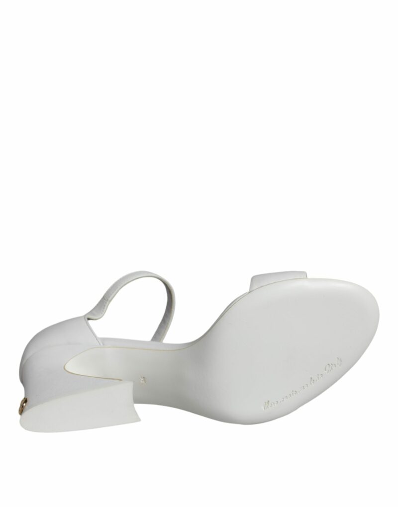 Dolce & Gabbana White Leather Heels Keira Sandals Shoes - Image 7