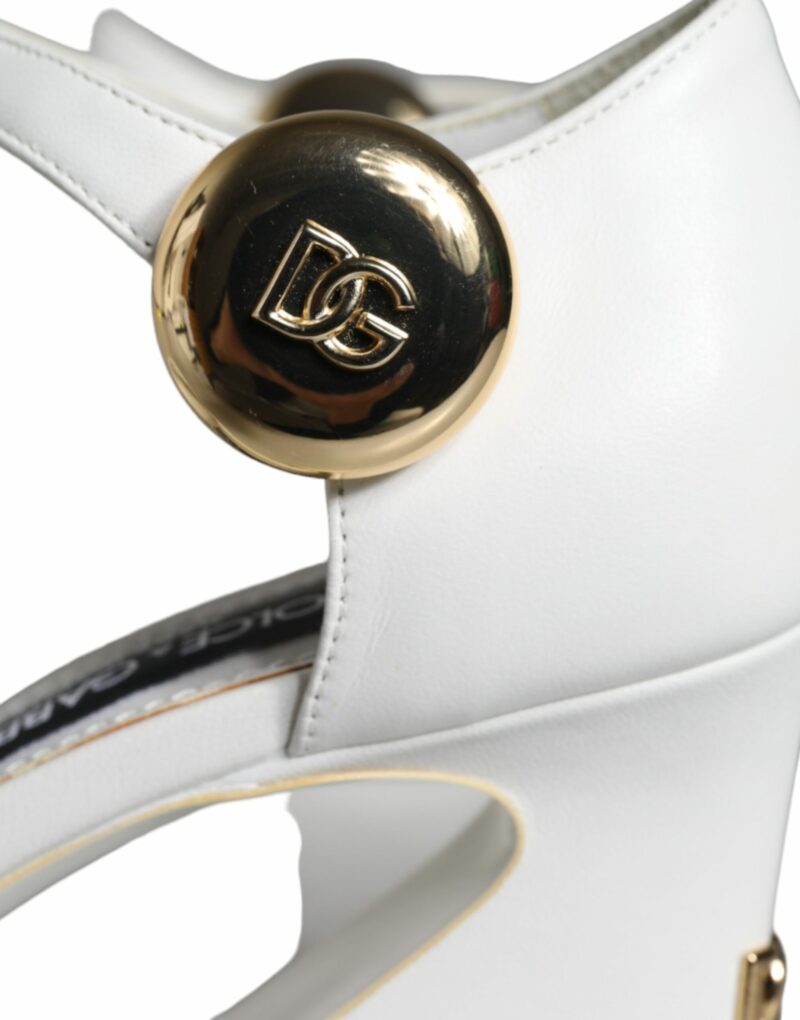 Dolce & Gabbana White Leather Heels Keira Sandals Shoes - Image 8