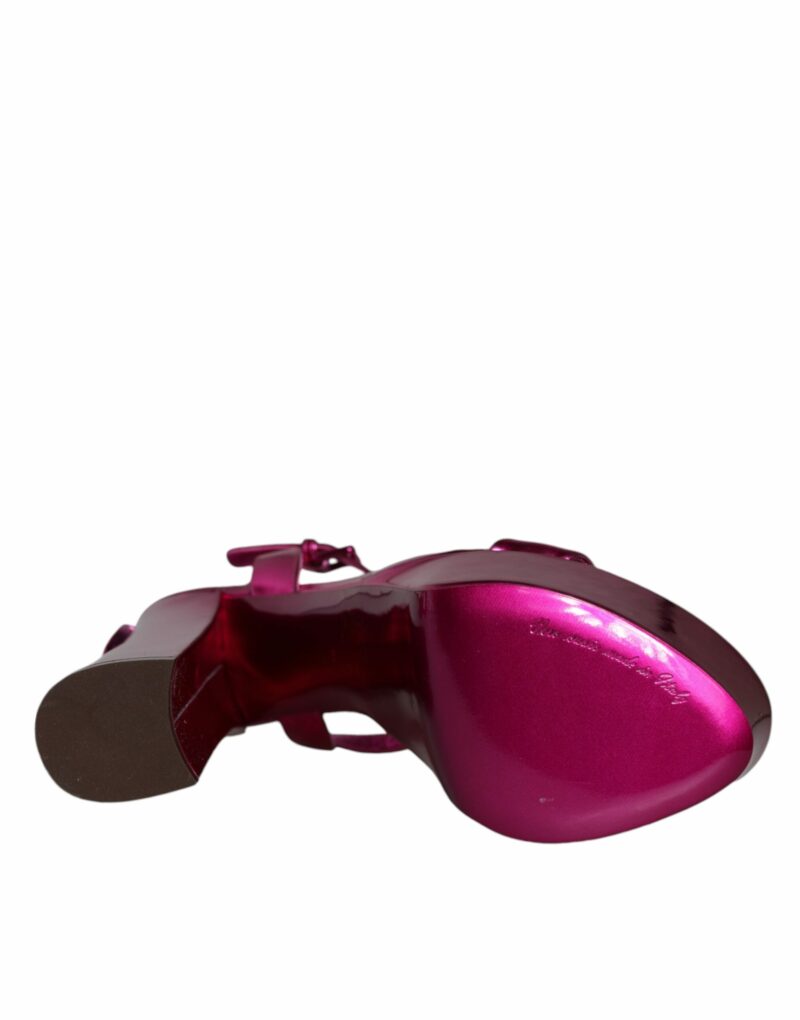 Dolce & Gabbana Fuchsia Leather Platform Logo Keira Sandals Shoes - Image 7