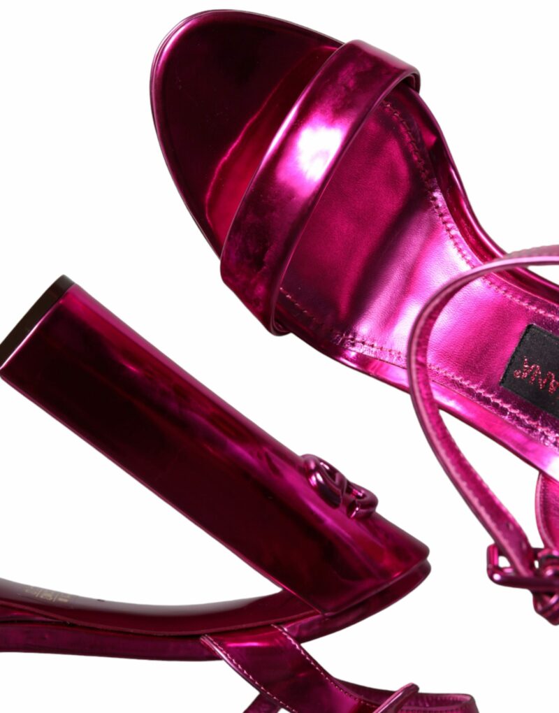 Dolce & Gabbana Fuchsia Leather Platform Logo Keira Sandals Shoes - Image 8
