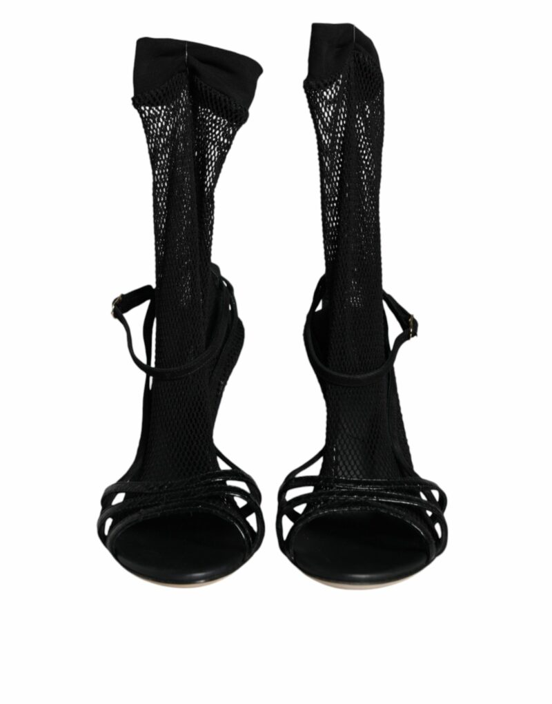 Dolce & Gabbana Black Mesh Stiletto Heels Sandals Shoes - Image 3