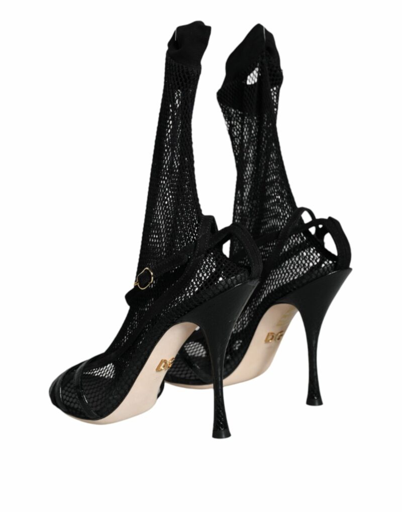 Dolce & Gabbana Black Mesh Stiletto Heels Sandals Shoes - Image 4