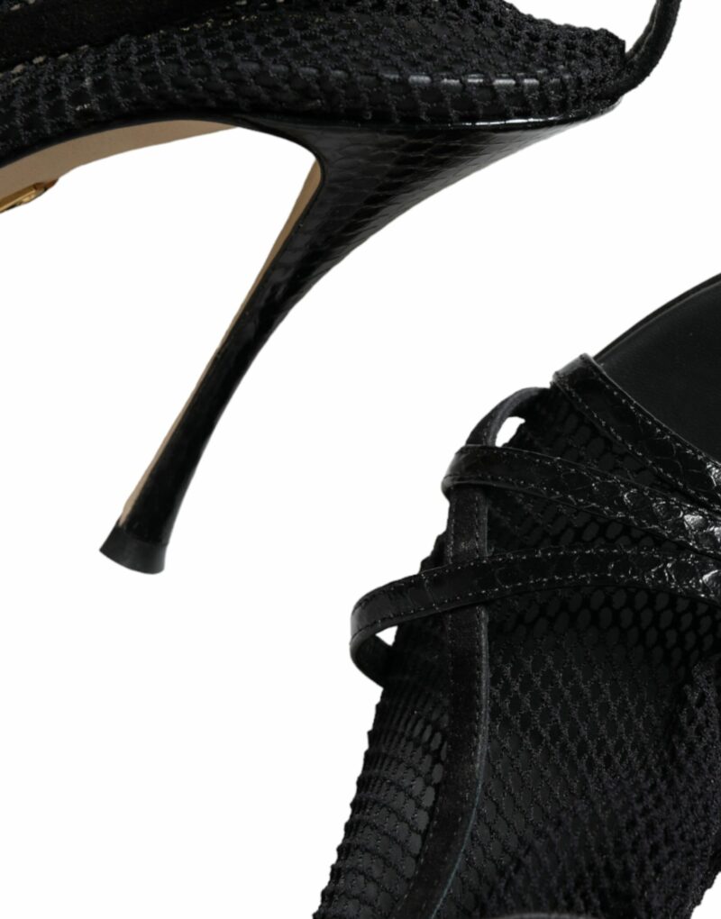 Dolce & Gabbana Black Mesh Stiletto Heels Sandals Shoes - Image 8