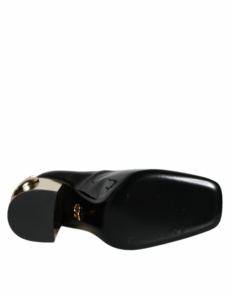 Dolce & Gabbana Black Gold Patent Leather Logo Heels Pumps Shoes - Image 6