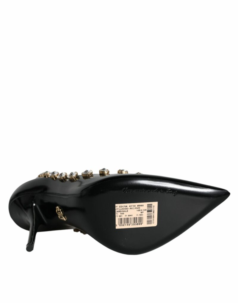 Dolce & Gabbana Black Crystals Leather High Heels Pumps Shoes - Image 7