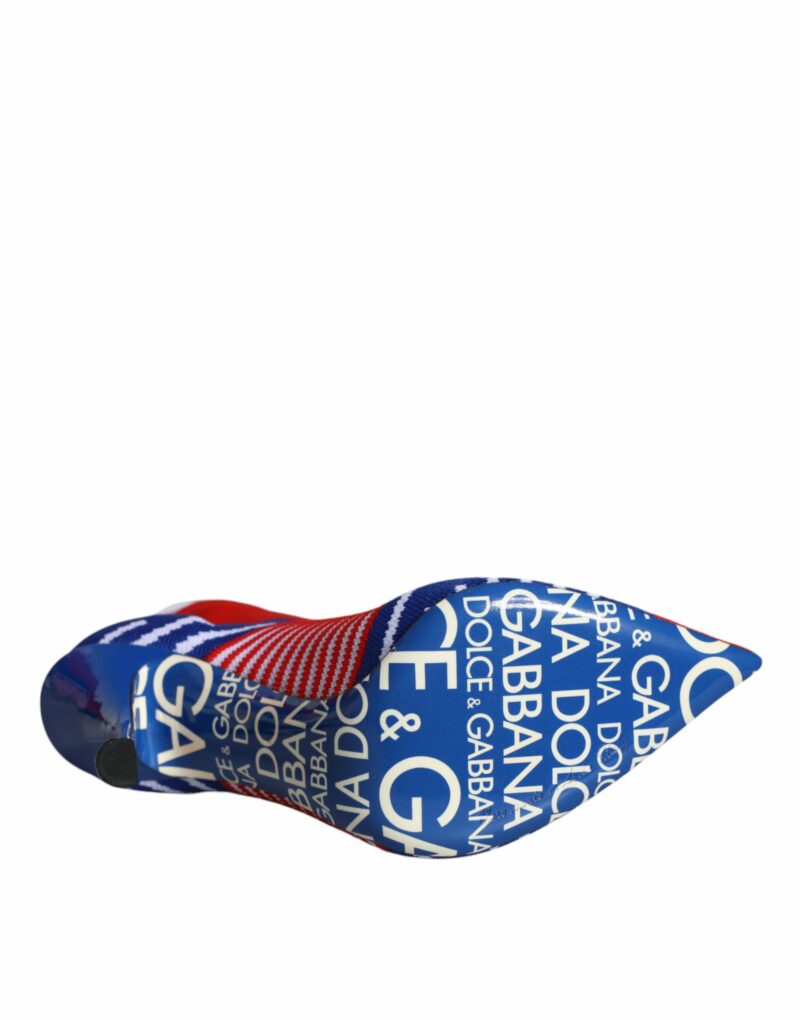 Dolce & Gabbana Red Blue Stretch Sock Style Ankle Boots Logo Shoes - Image 7