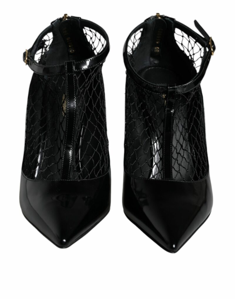 Dolce & Gabbana Black Mesh Patent Leather Heels Pumps Shoes - Image 2