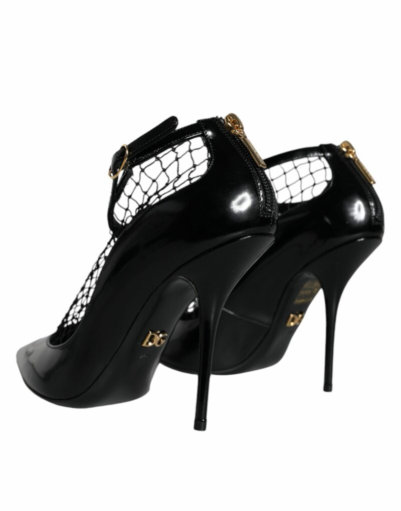 Dolce & Gabbana Black Mesh Patent Leather Heels Pumps Shoes - Image 4