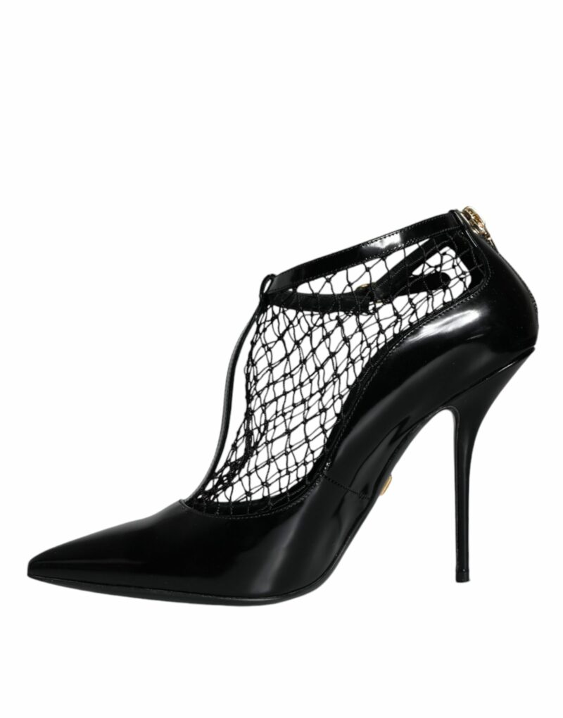 Dolce & Gabbana Black Mesh Patent Leather Heels Pumps Shoes - Image 5