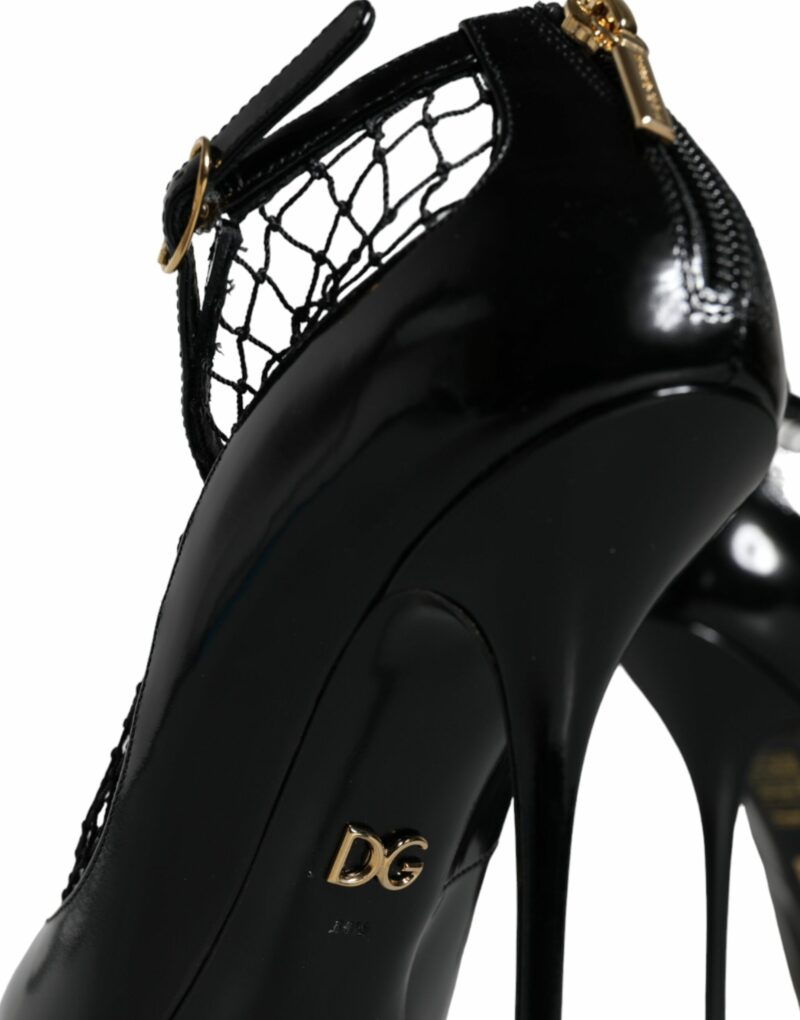 Dolce & Gabbana Black Mesh Patent Leather Heels Pumps Shoes - Image 6