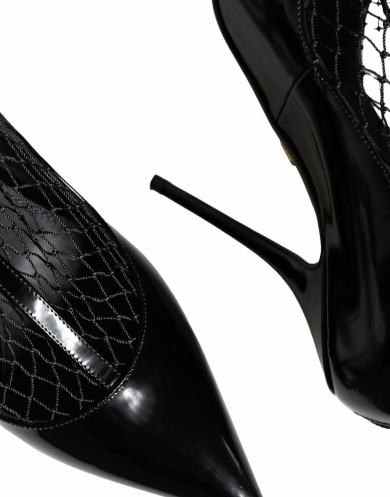 Dolce & Gabbana Black Mesh Patent Leather Heels Pumps Shoes - Image 8