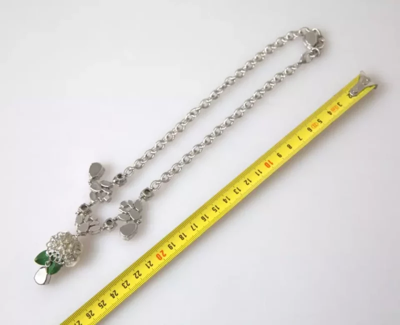 Dolce & Gabbana Silver Brass Clear Crystal Roses Pendants Necklace - Image 6