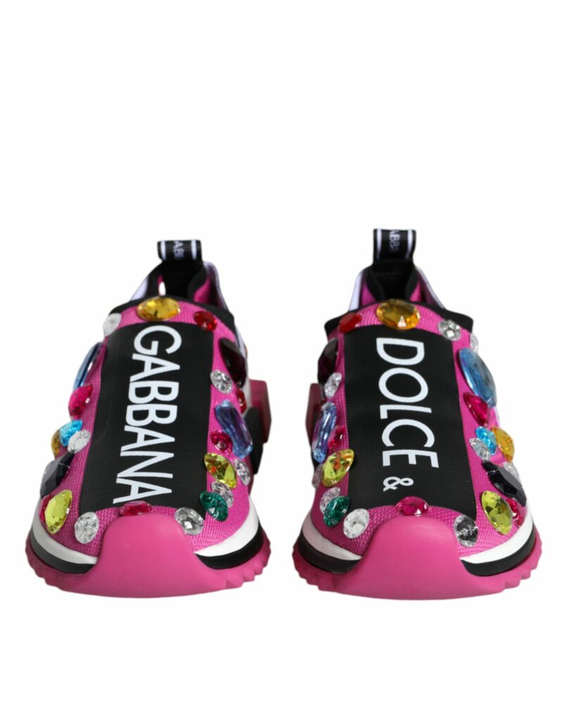 Dolce & Gabbana Pink Sorrento Crystals Low Top Sneakers Shoes - Image 2