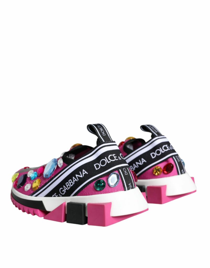Dolce & Gabbana Pink Sorrento Crystals Low Top Sneakers Shoes - Image 4