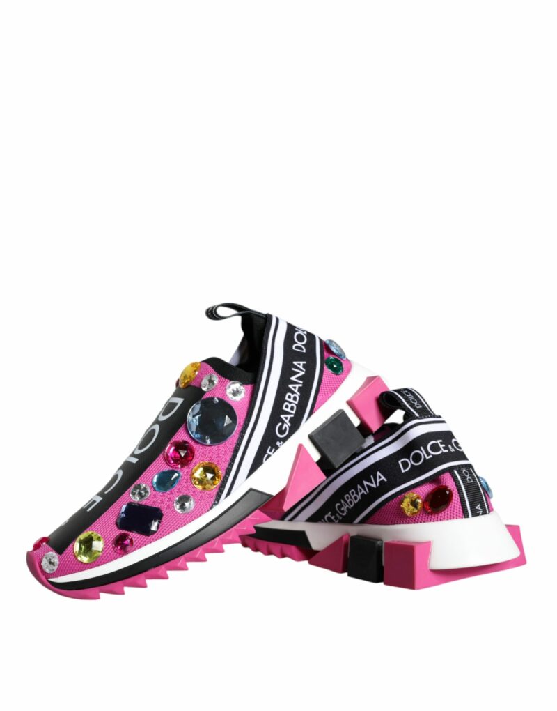 Dolce & Gabbana Pink Sorrento Crystals Low Top Sneakers Shoes - Image 5