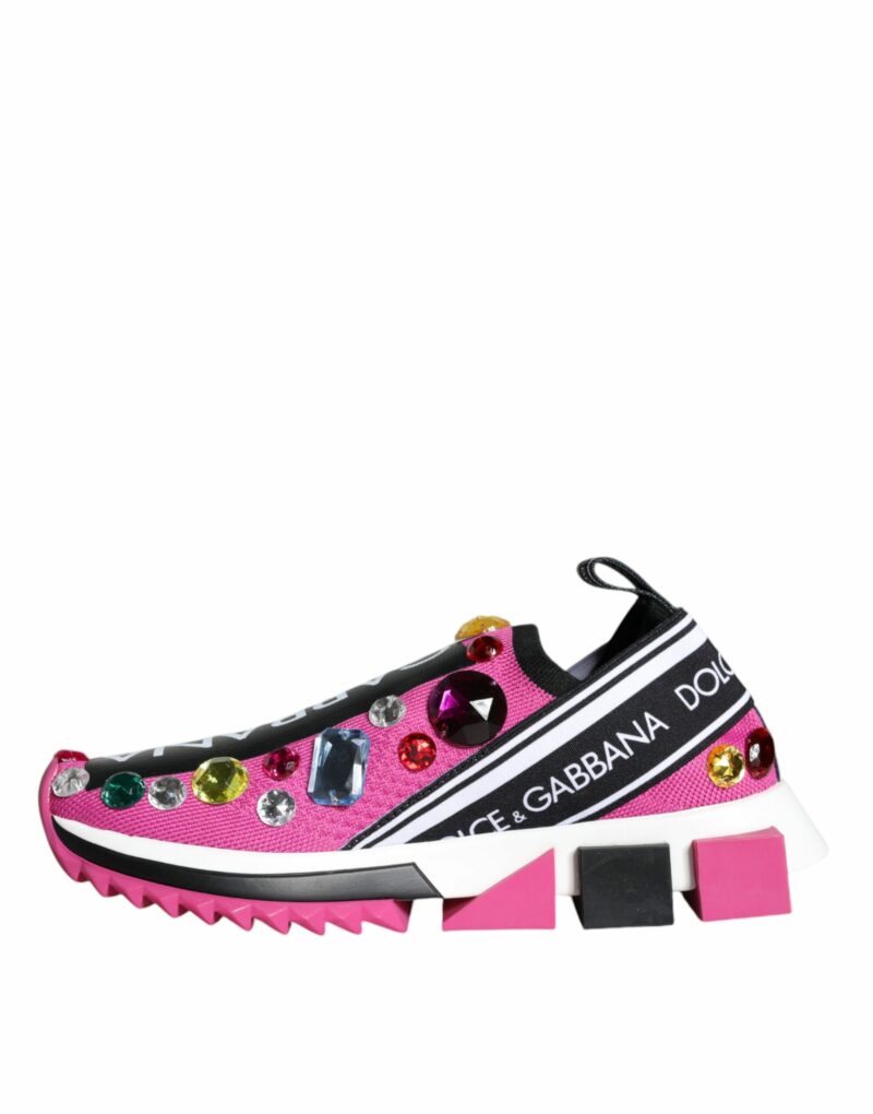 Dolce & Gabbana Pink Sorrento Crystals Low Top Sneakers Shoes - Image 7