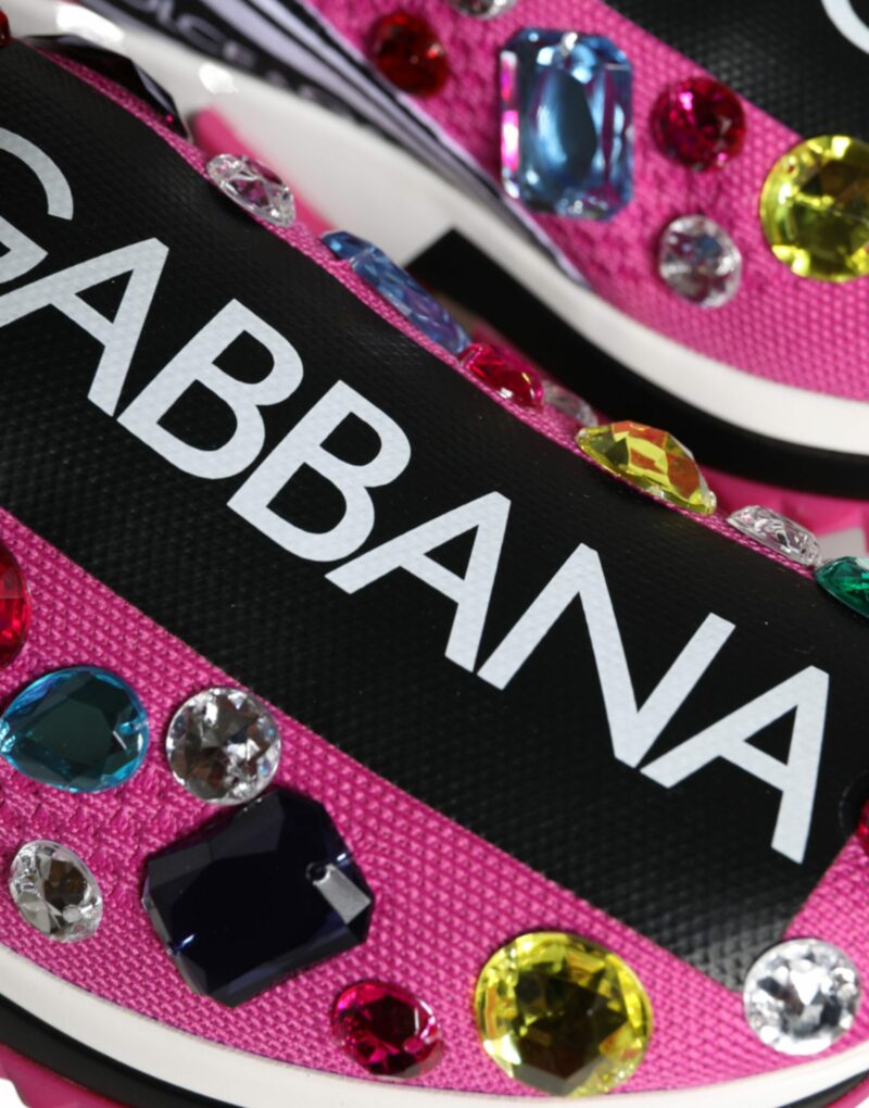 Dolce & Gabbana Pink Sorrento Crystals Low Top Sneakers Shoes - Image 8