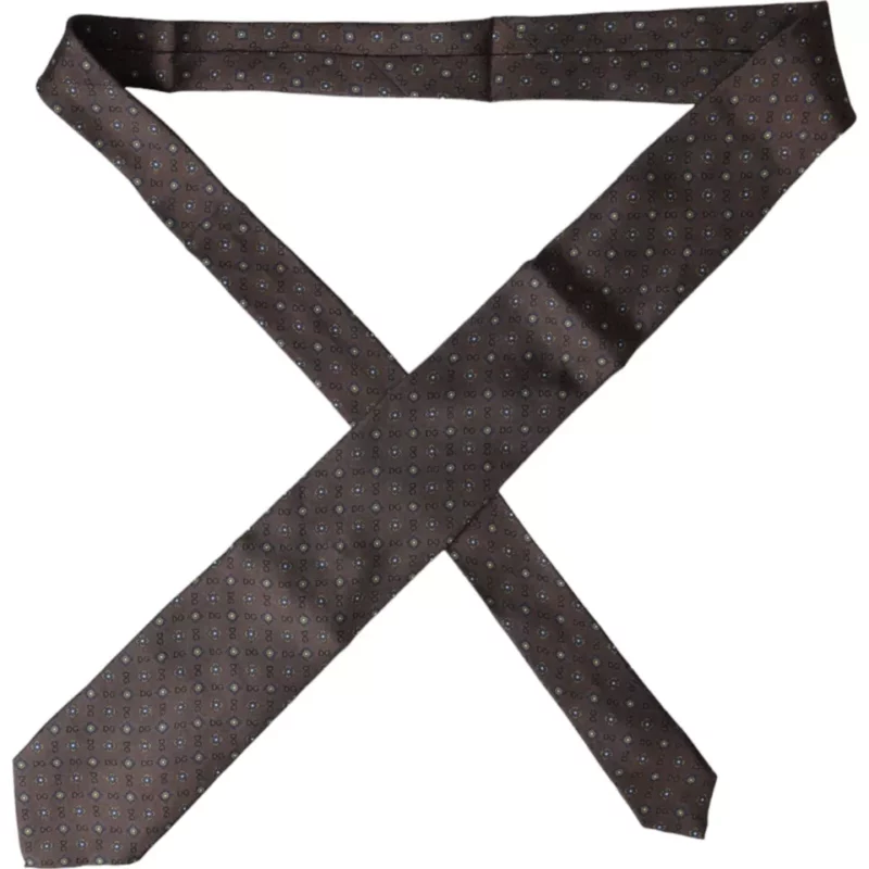 Dolce & Gabbana Brown Silk Branded Logo Adjustable Men Tie - Image 5
