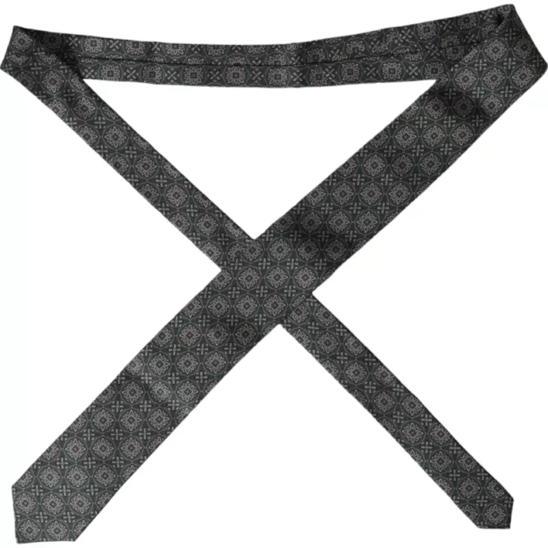Dolce & Gabbana Green Patterned 100% Silk Adjustable Men Tie - Image 2