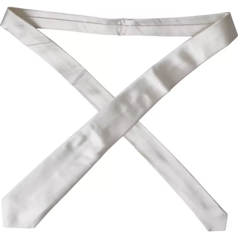 Dolce & Gabbana White Satin Silk Adjustable Men Tie - Image 5
