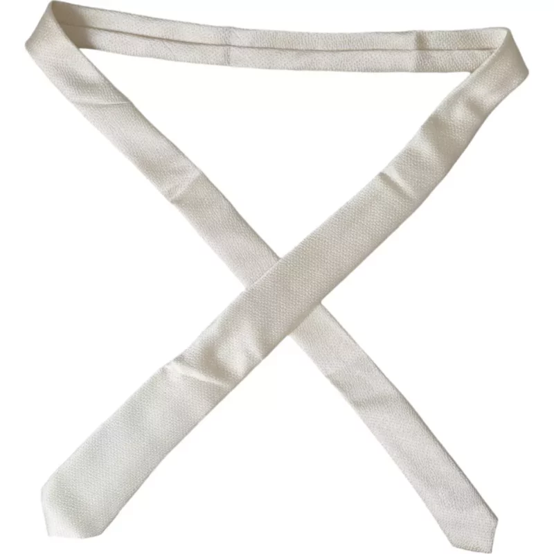 Dolce & Gabbana Off White 100% Silk Adjustable Necktie Men Tie - Image 5