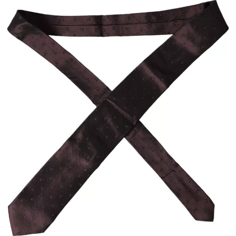 Dolce & Gabbana Bordeaux Fantasy 100% Silk Adjustable Men Tie - Image 4