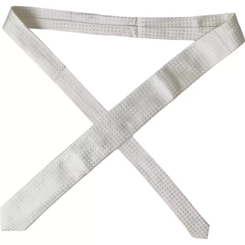 Dolce & Gabbana White Dotted Silk Classic Adjustable Men Tie - Image 4