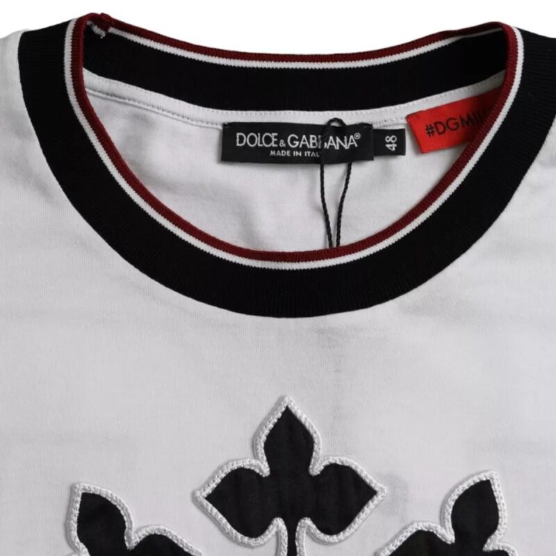 Dolce & Gabbana White Crown King Cotton Crew Neck Men T-shirt - Image 3