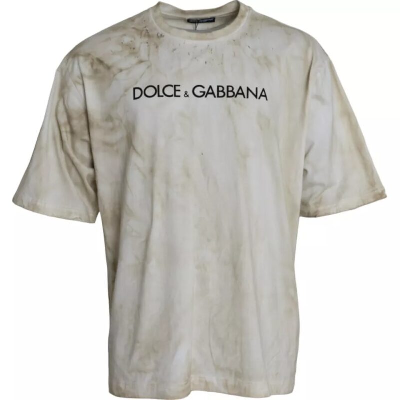 Dolce & Gabbana Off White Logo Cotton Crew Neck T-shirt - Image 2