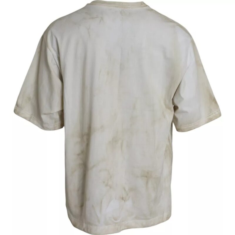 Dolce & Gabbana Off White Logo Cotton Crew Neck T-shirt - Image 4