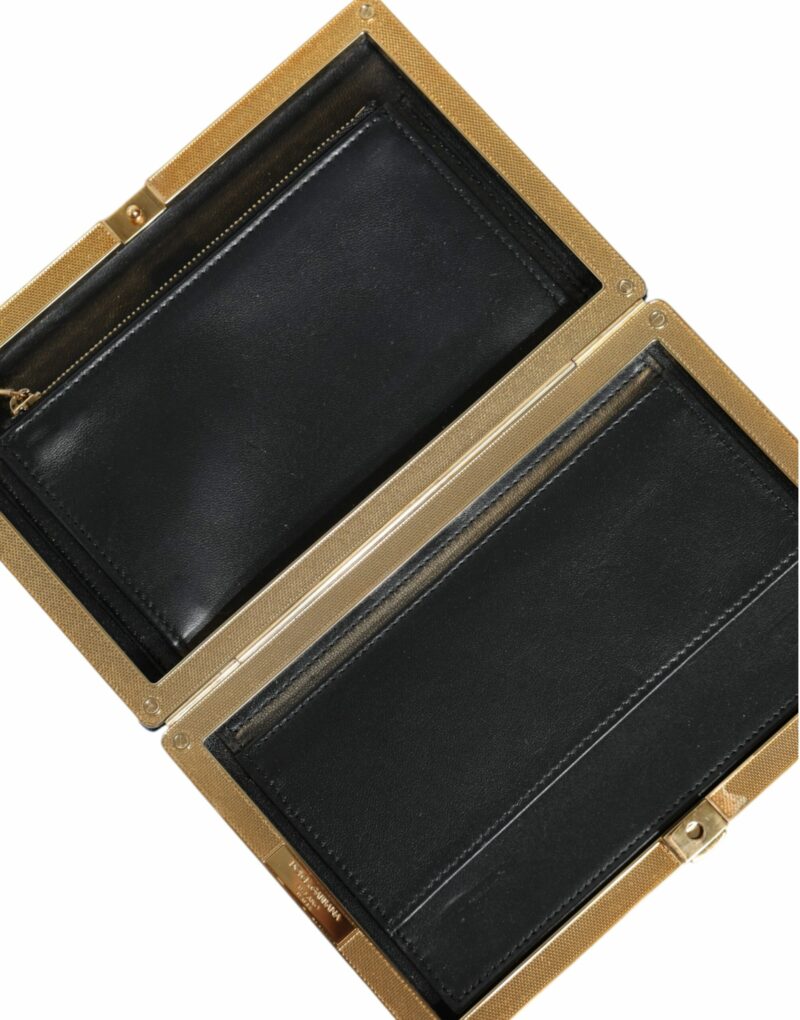 Dolce & Gabbana Blue Velvet Gold Frame Clutch Evening Party Purse Bag - Image 5