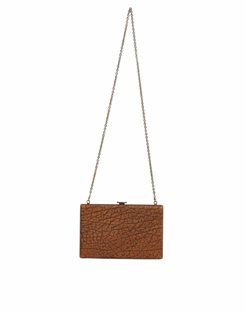 Dolce & Gabbana Brown Leather Gold Frame Clutch Mini Crossbody Bag - Image 2