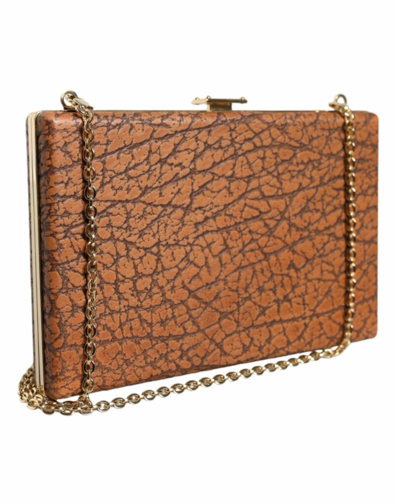 Dolce & Gabbana Brown Leather Gold Frame Clutch Mini Crossbody Bag - Image 3