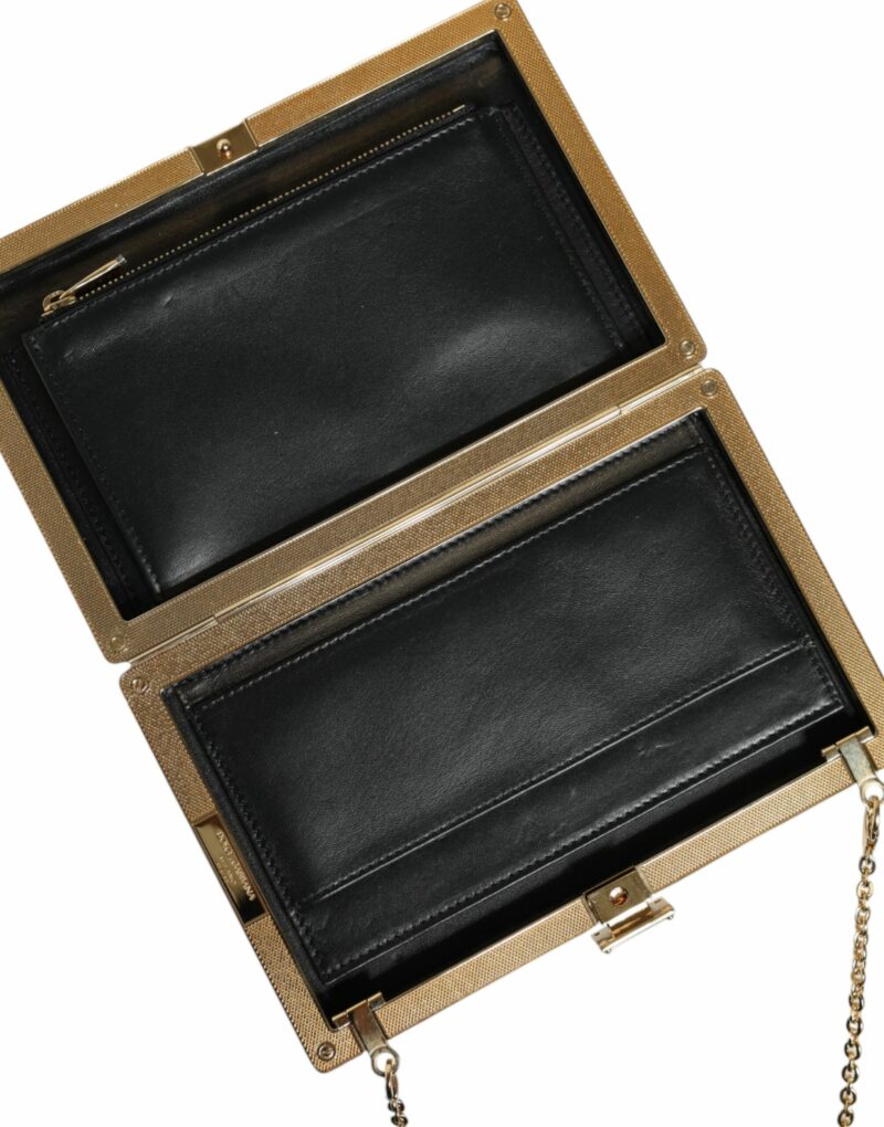 Dolce & Gabbana Brown Leather Gold Frame Clutch Mini Crossbody Bag - Image 4