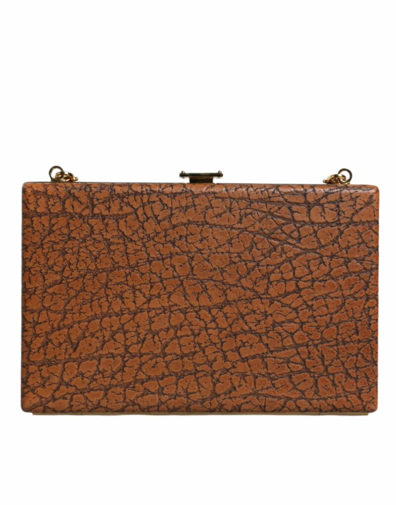 Dolce & Gabbana Brown Leather Gold Frame Clutch Mini Crossbody Bag - Image 7