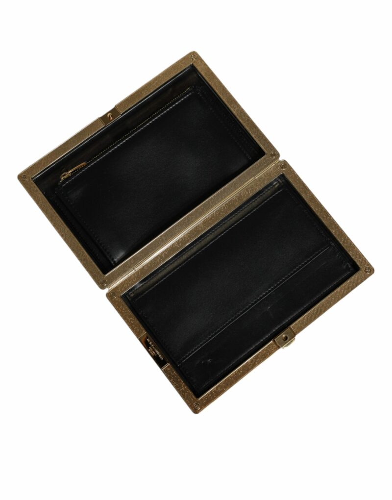 Dolce & Gabbana White Leather Gold Frame Clutch Evening Party Purse Bag - Image 7