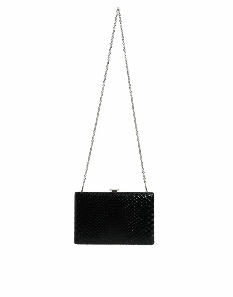 Dolce & Gabbana Black Leather Silver Frame Clutch Mini Crossbody Bag - Image 2